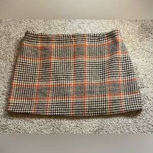 Brandy Melville - Brown Tan and Orange Plaid Mini Skirt